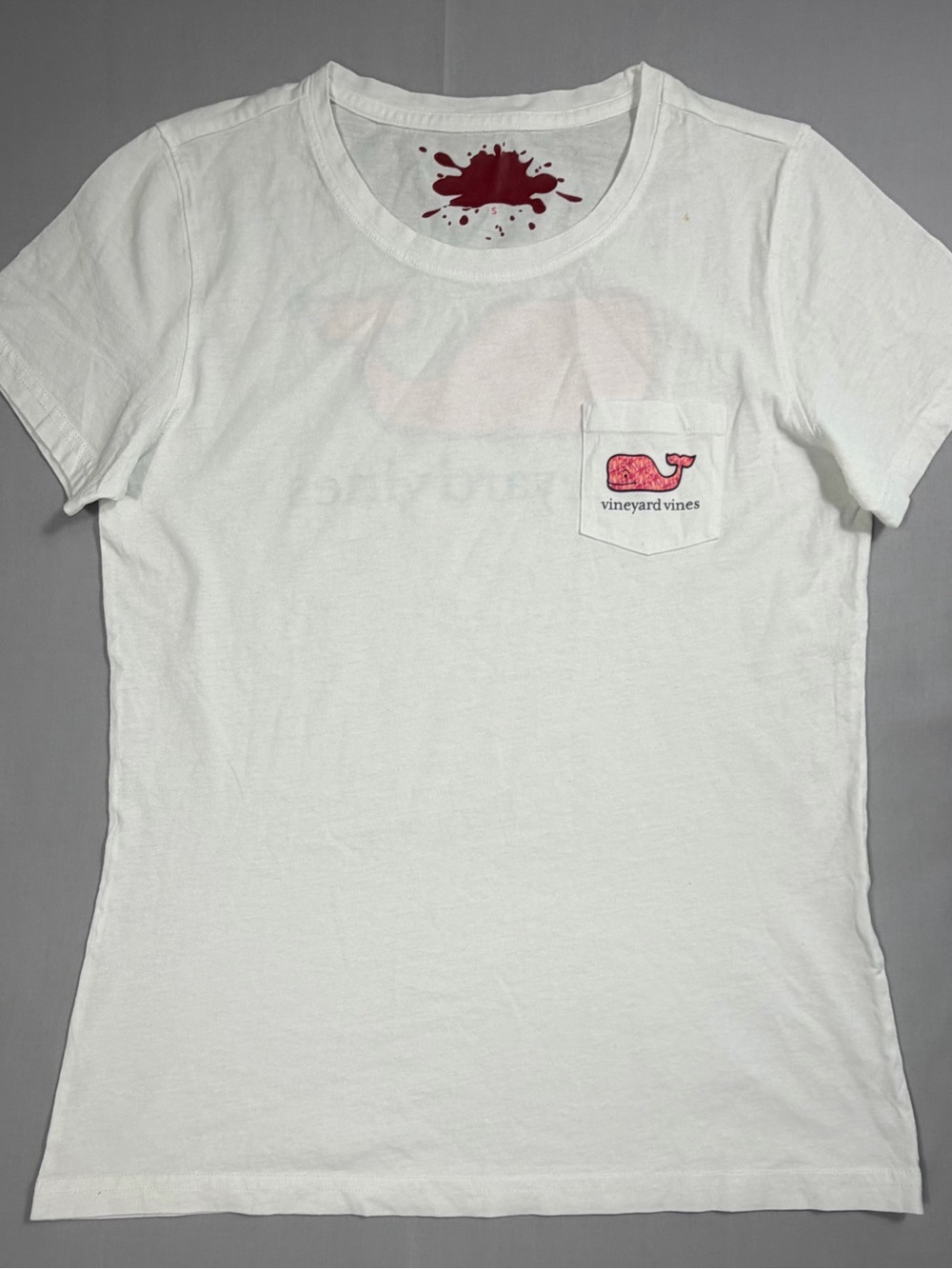 Vineyard Vines White Tee with Pink Patterned Whale Logo - Picture 2 of 7
